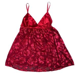 Vintage Victoria's Secret Gold Label Red Babydoll Lingerie Chemise Size L